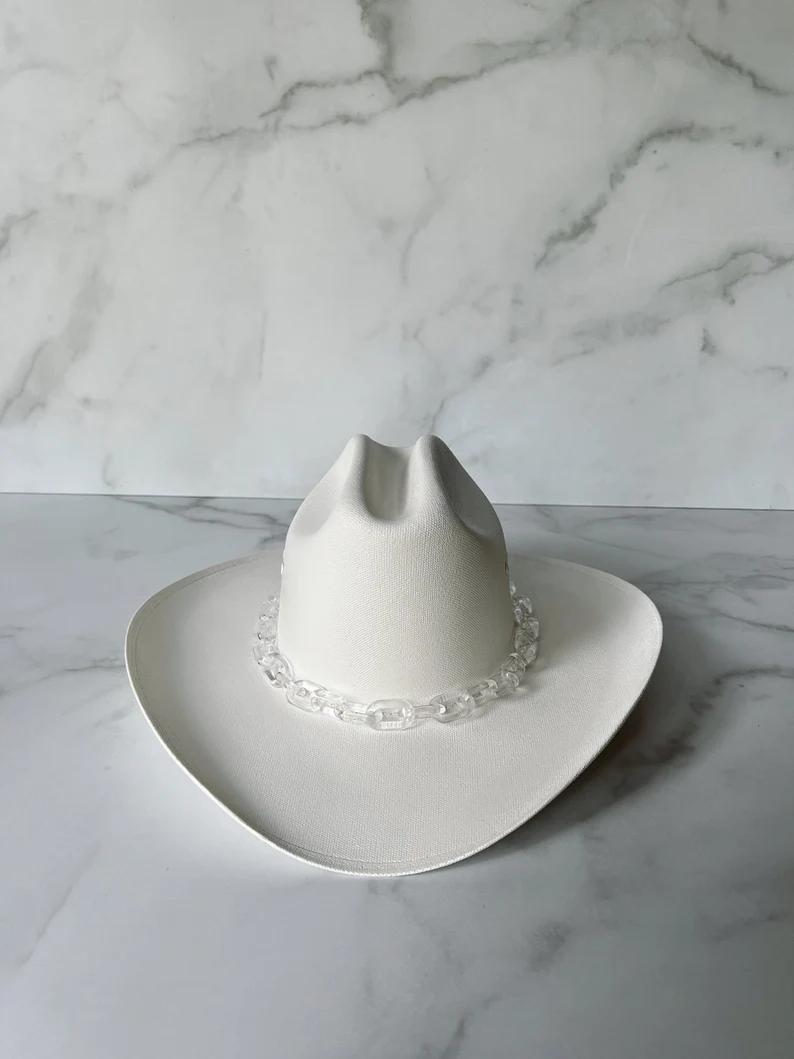 Diana White Cowboy Hat | Bachelorette Cowgirl Hat | Painted Cowboy Hat